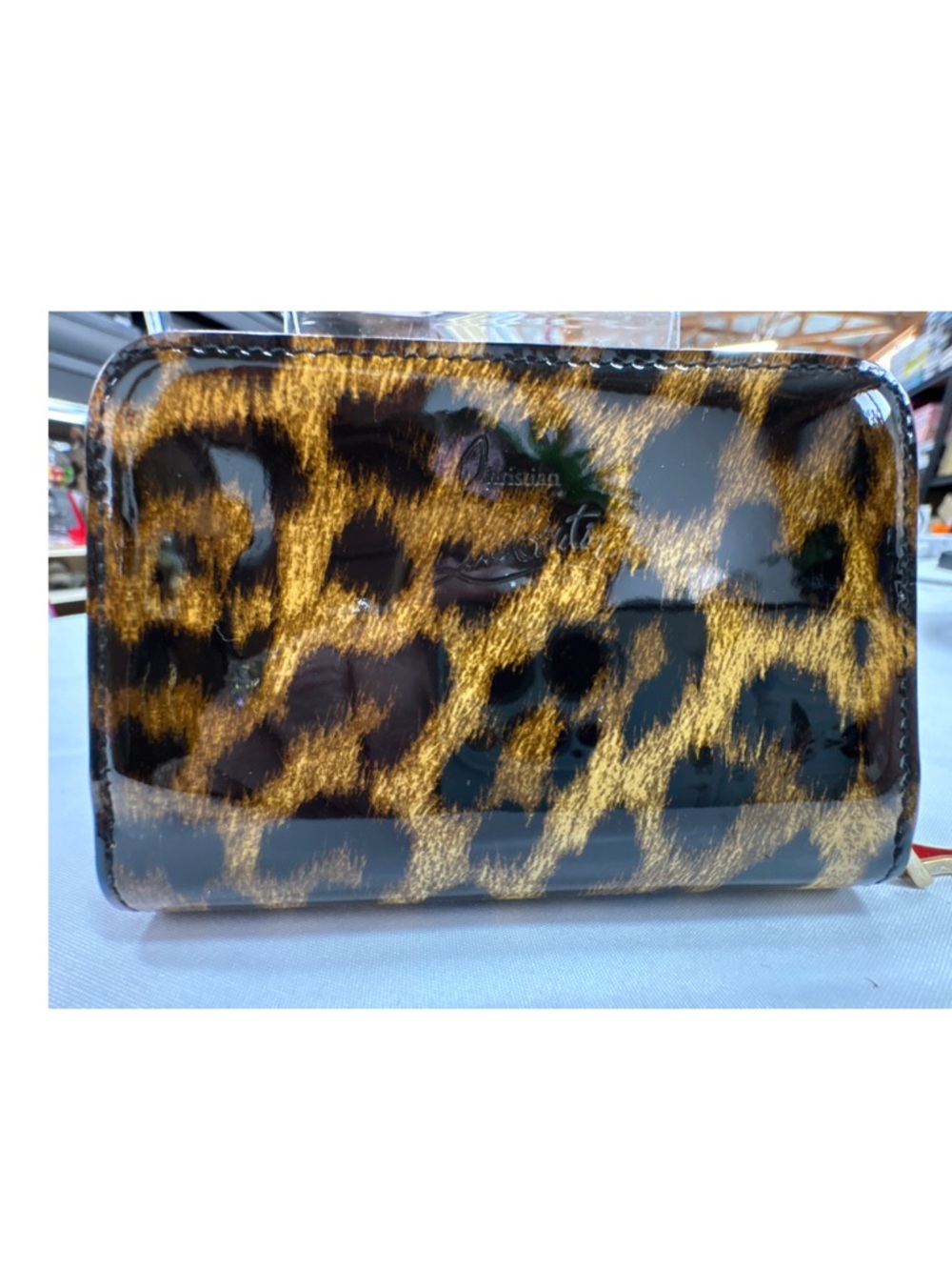 Christian Louboutin Red Leather Zip Card Wallet with Gold Zip - Picture 3 of 7